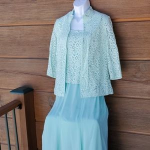 3 pc Alex Evenings Sequin Mint Green Formal Set